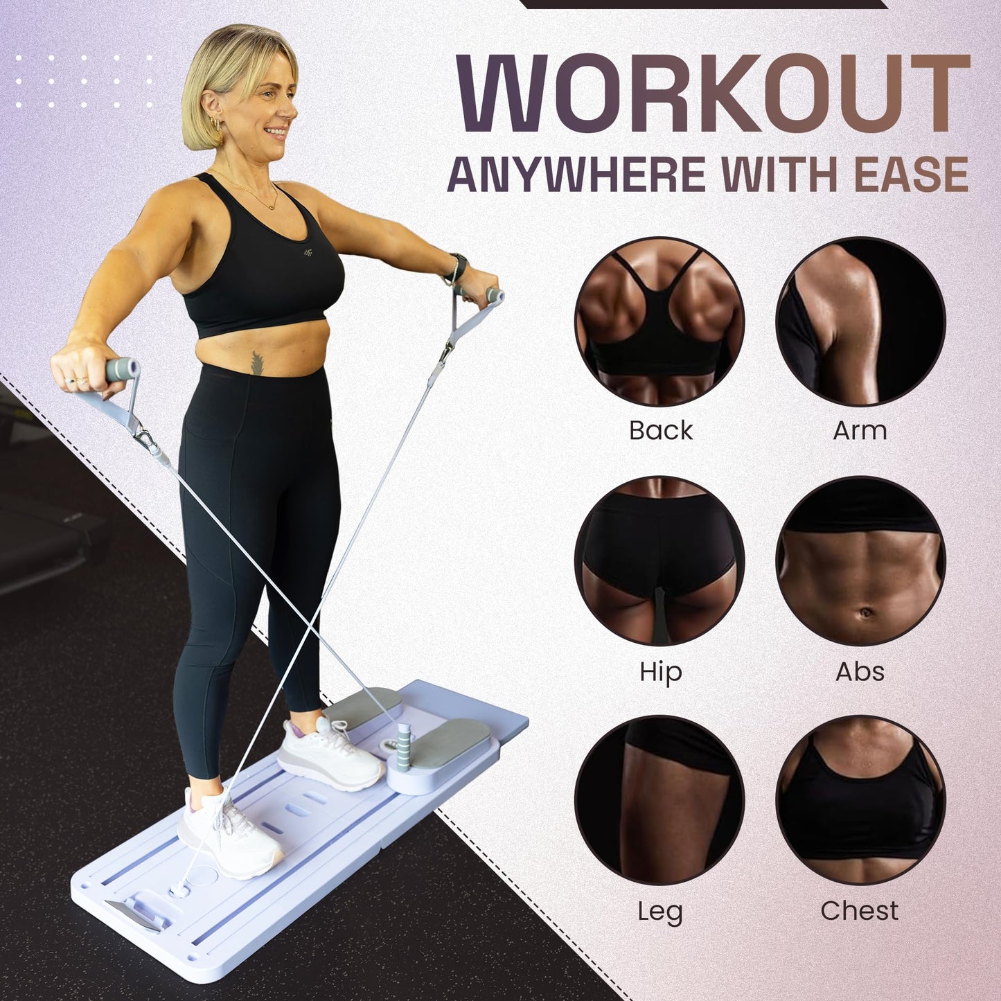 Premium Pilates Reformer Board – Foldable Portable Pilates Machine with Push-Up Bars, Pilates Bar & Resistance Bands for Full-Body Home Workout, Core Strength & Travel Fitness