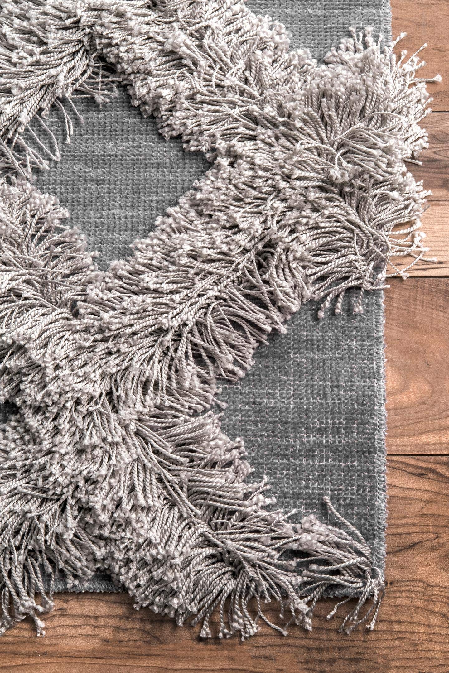 nuLOOM Francene Diamond Trellis Shag Area Rug, 4x6, Silver