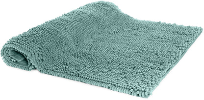 Amazon Basics Bathroom Rugs, Extra Soft Absorbent Shag Bath Rugs, Non-Slip Backing, Quick Drying, Machine Washable, Plush Comfort for Bathroom Floor, Tub and Shower, 21" x 34", Seafoam Green