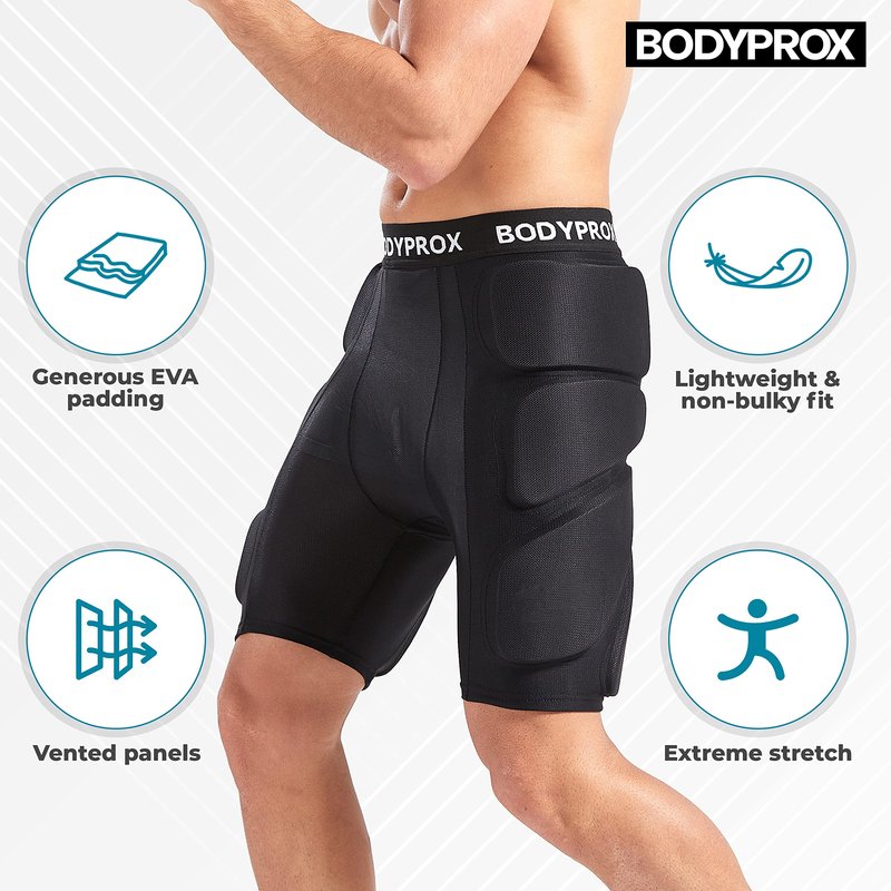 Bodyprox Protective Padded Shorts for Snowboard,Skate and Ski,3D Protection for Hip,Butt and Tailbone (Small) Black