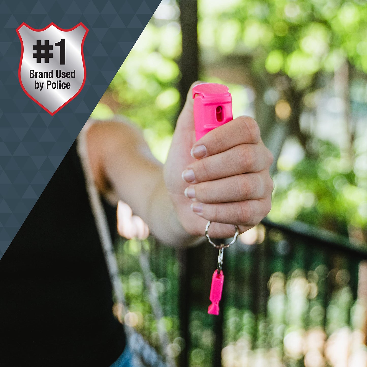 SABRE 2-in-1 Pepper Gel with Detachable Safety Whistle Keychain, 3X longer spray time, 12-Foot, Whistle for Help and Can Be Heard Up to 750 Feet, UV Marking Dye, Ergonomic Finger Grip, Flip Top Safety