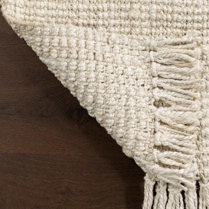 nuLOOM 5x8 Daniela Jute Tassel Hand Woven Area Rug, Off White, Solid Chunky Farmhouse Design, Natural Fiber, For Bedroom, Dining Room, Living Room, Hallway, Office, Entryway