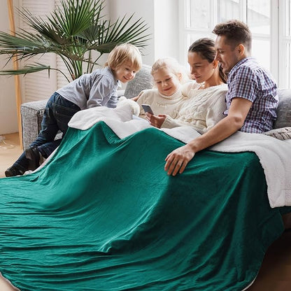 Bedsure GentleSoft Sherpa Fleece Oversized Cal King Blankets for Bed - Thick and Warm, Soft Fuzzy Plush Large Christmas Blanket for Winter, Forest Green, 112x98 Inches