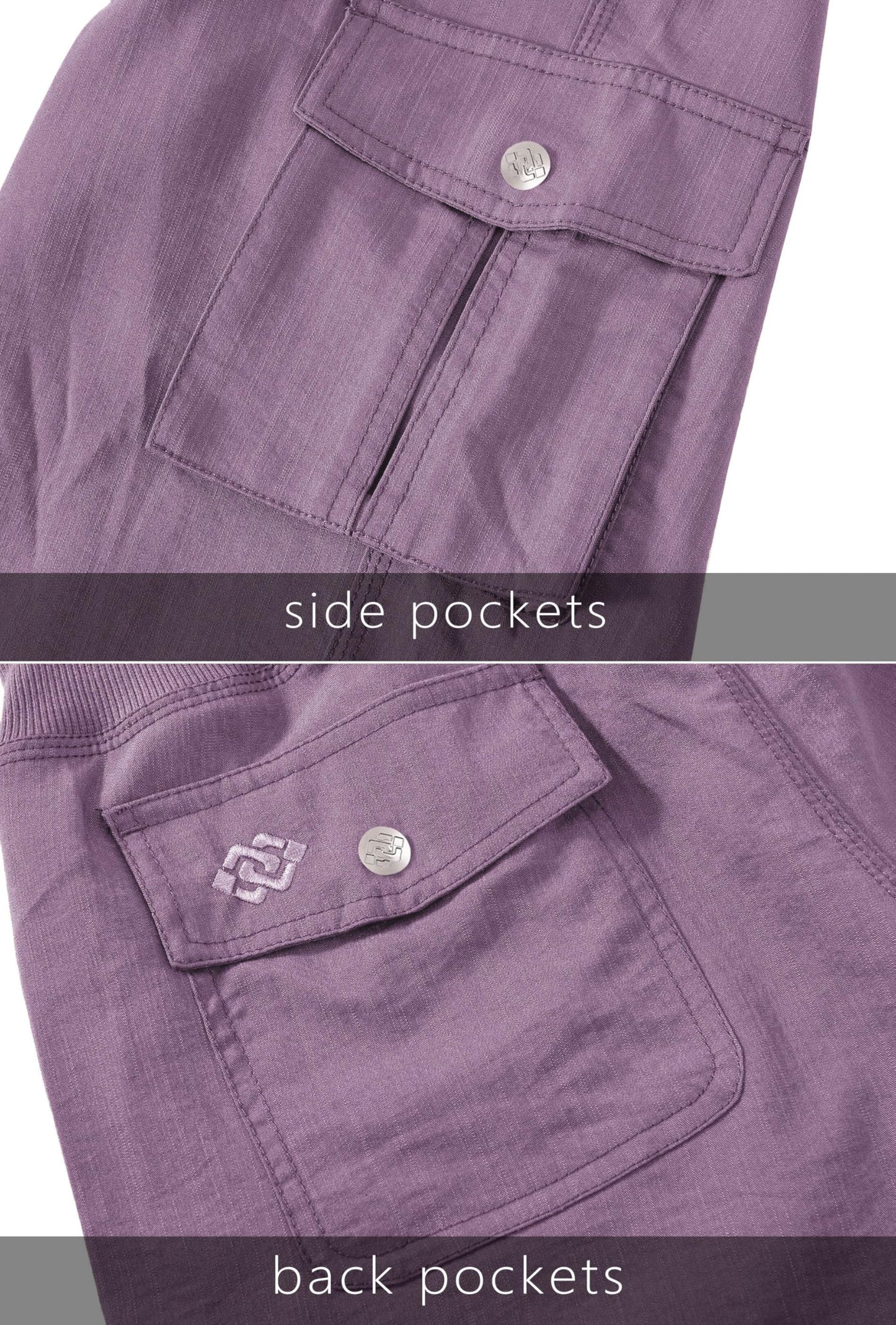 MoFiz Cargo Capri Pants for Women Lightweight Quick Dry Summer Capris for Hiking Travel Casual Pink Purple M