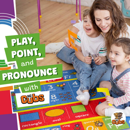 KC Cubs: Educational Rug: ABC Alphabet, Numbers & Shapes - 3x5' Playmat - Interactive Play, Activity Area Carpet, Bedroom-Classroom, Baby-Toddler-Kids