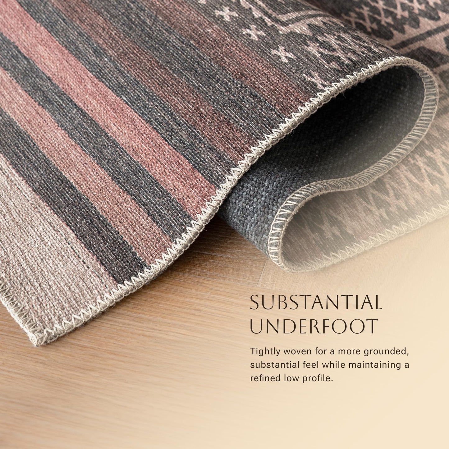 KNOTTING MATTERS Vibe Stripe 7’6” x 9’6” Area Rug – Sand, Charcoal & Clay Heritage Flatweave, Low-Pile – Easy Clean Area Rug – Perfect for Living Room, Dining Room, Bedroom – Pet & Kid Friendly