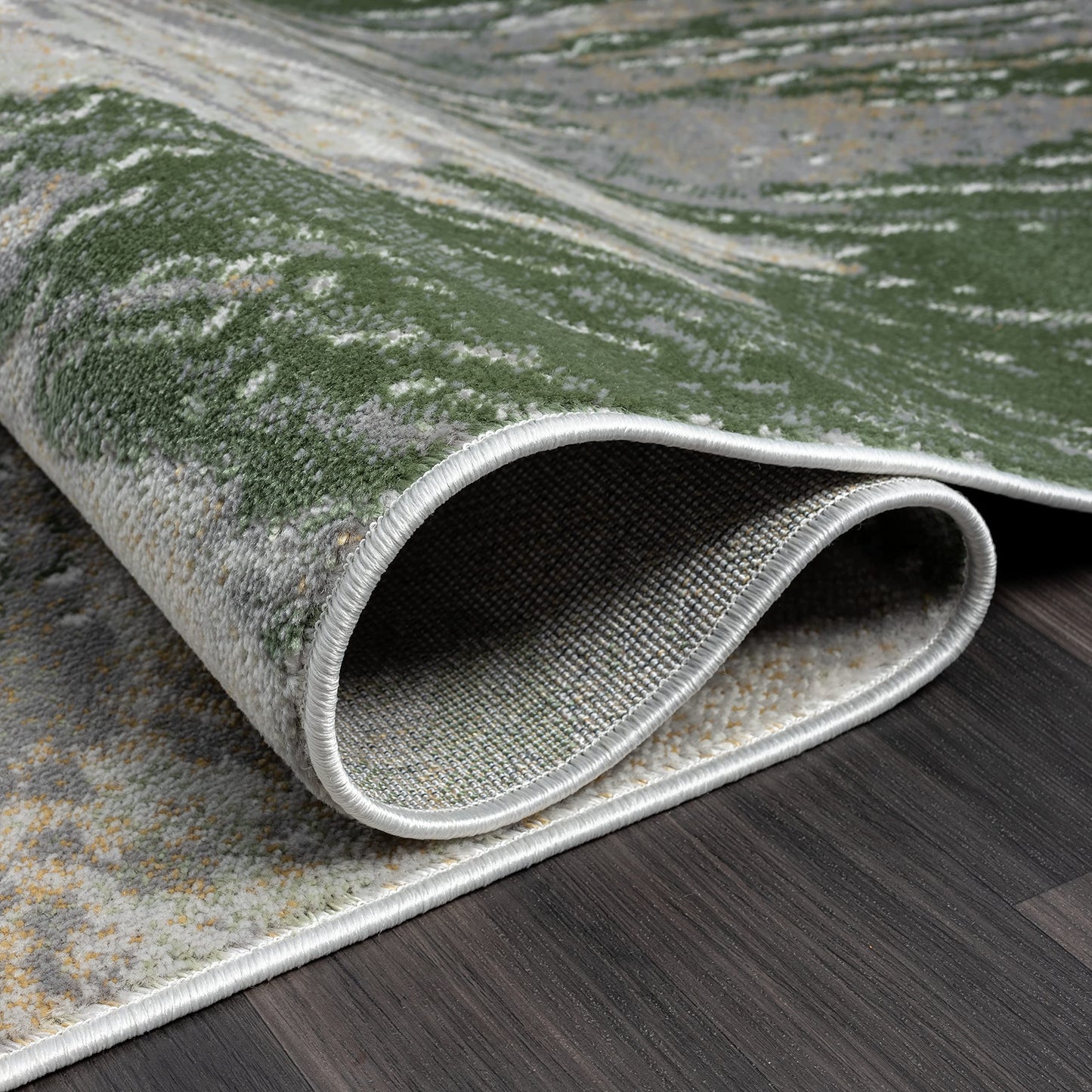 Abani Atlas 4'x6' Green/Grey Area Rug, Abstract Splash - Durable Non-Shedding - Easy to Clean