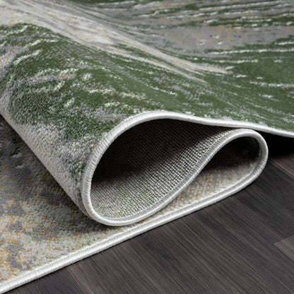 Abani Atlas 4'x6' Green/Grey Area Rug, Abstract Splash - Durable Non-Shedding - Easy to Clean