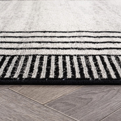 Rugshop Contemporary Geometric Bordered Indoor Area Rug for Living Room,Bedroom,Kitchen Rug Low Pile Rug with Jute Backing 5' x 7' Cream