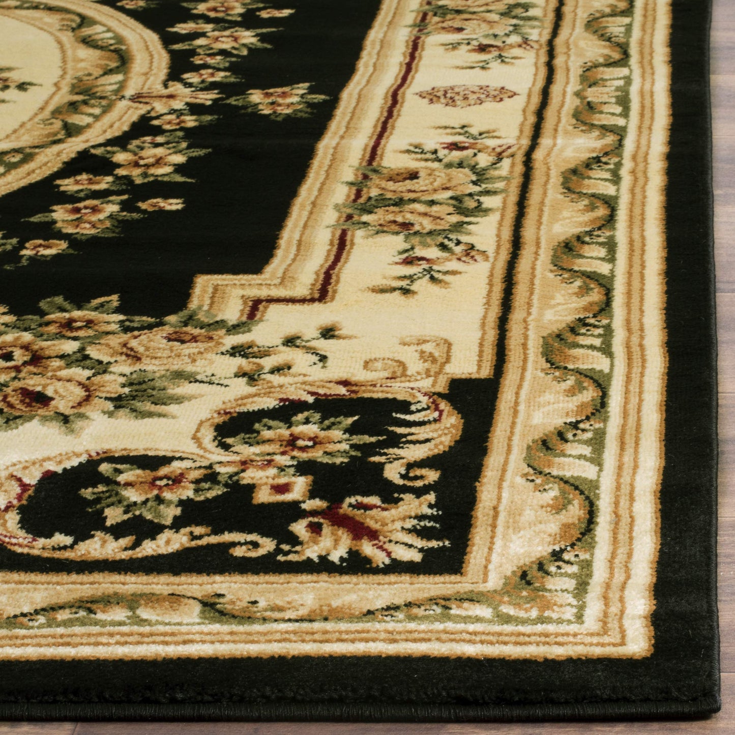 SAFAVIEH Lyndhurst Collection Accent Rug - 3'3" x 5'3", Black & Ivory, European Medallion Design, Non-Shedding & Easy Care, Ideal for High Traffic Areas in Entryway, Living Room, Bedroom (LNH218A)