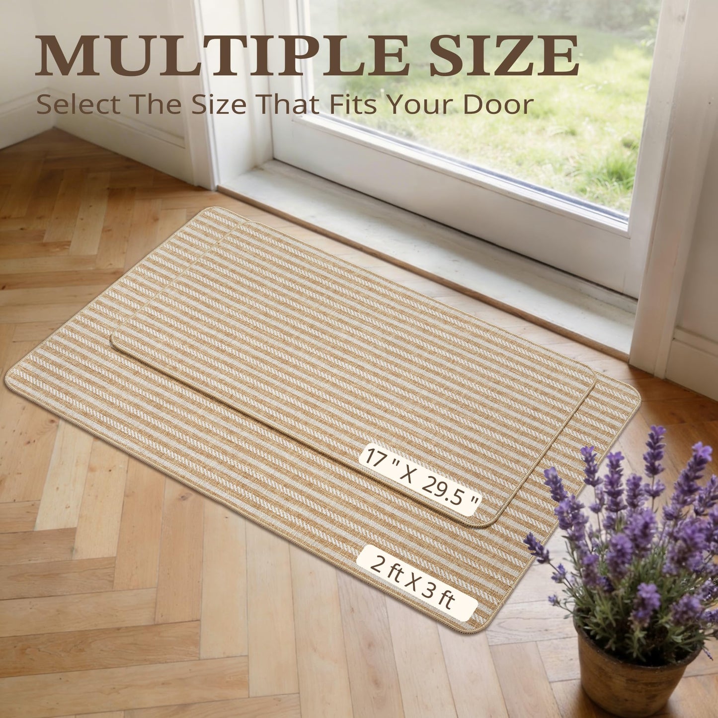 MatEssenz Pet-Friendly Indoor Door Mat 2-Pack Box Set - Premium Woven Muddy Paws Dog Mats, Machine Washable Entryway Rugs with Durable Rubber Backing, 2'x3', 2 Count, Khaki