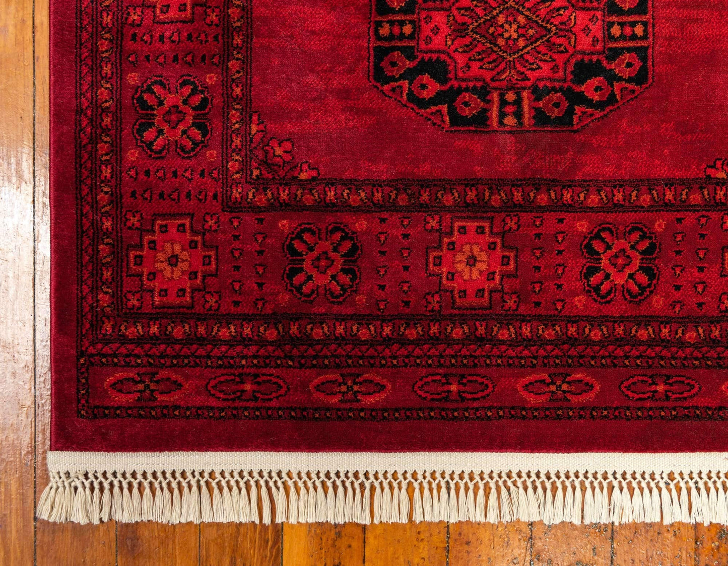 Unique Loom Tekke Collection Over-Dyed Saturated Traditional Torkaman Area Rug (6' 0 x 9' 0 Rectangular, Red/Black)