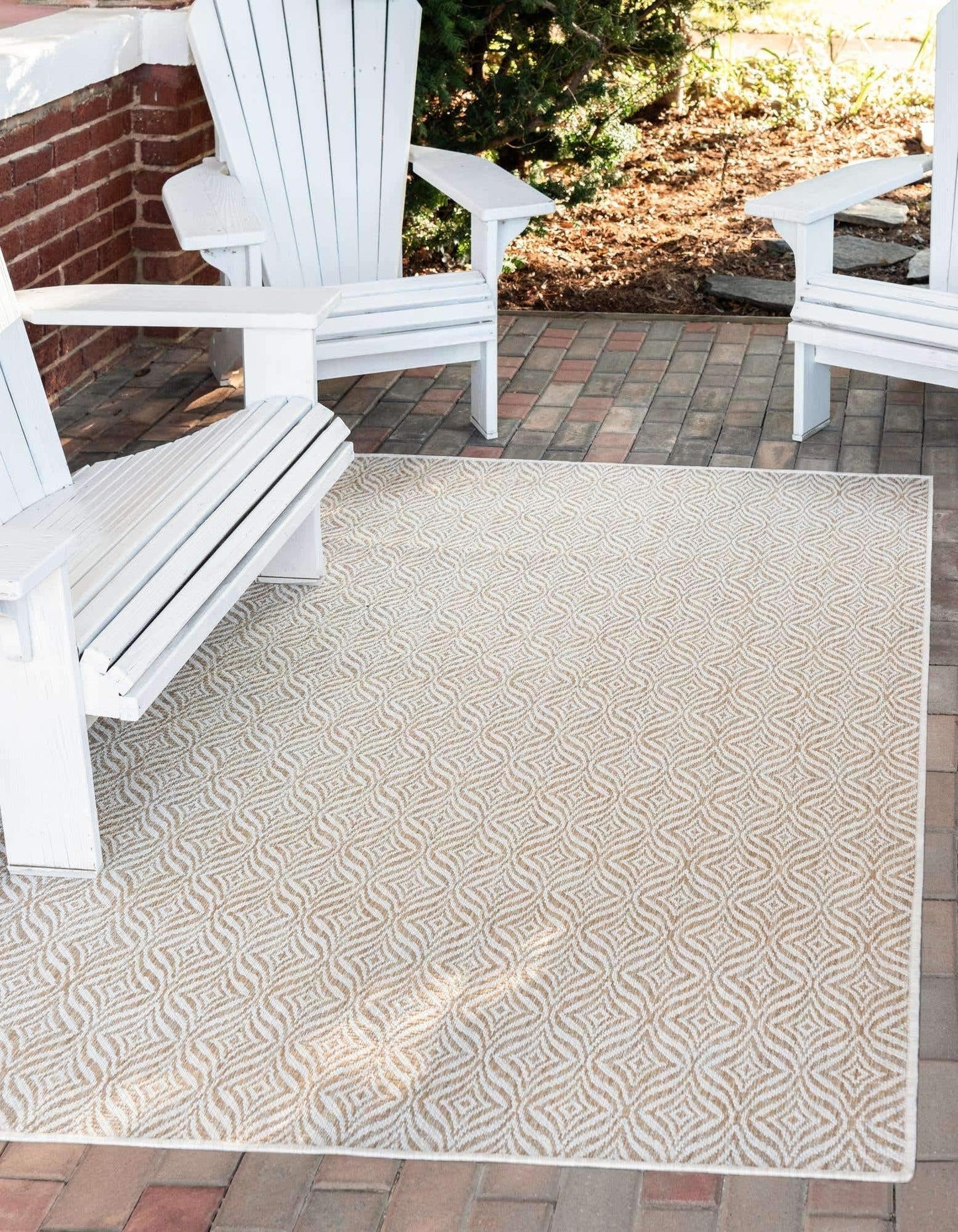 Unique Loom Outdoor Trellis Collection Area Rug - Deco Trellis (8' x 11' 4" Rectangle, Taupe/ Ivory)