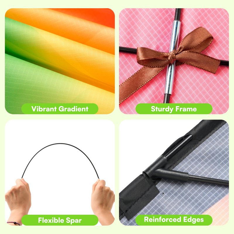 JOYIN 3 Pcs Large Delta Kite Gradient Rainbow, Easy to Fly Huge for Kids and Adults with 328ft String, Large Delta Beach Kite for Outdoor Games and Activities
