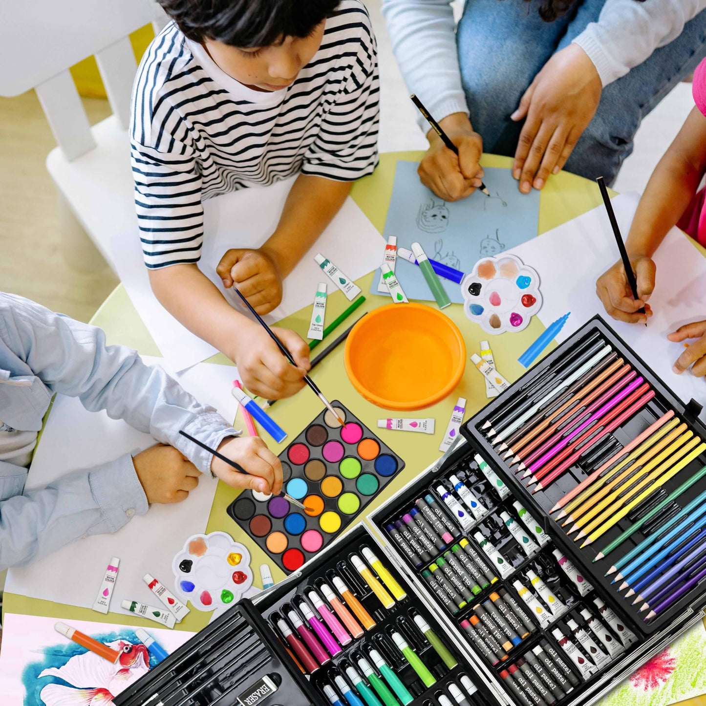 Halobios Art Supplies, 144-Piece Deluxe Art Set Professional Art Kit with Portable Aluminum Case, Crafts Drawing Painting Kit for Gifts Adults Kids Artists