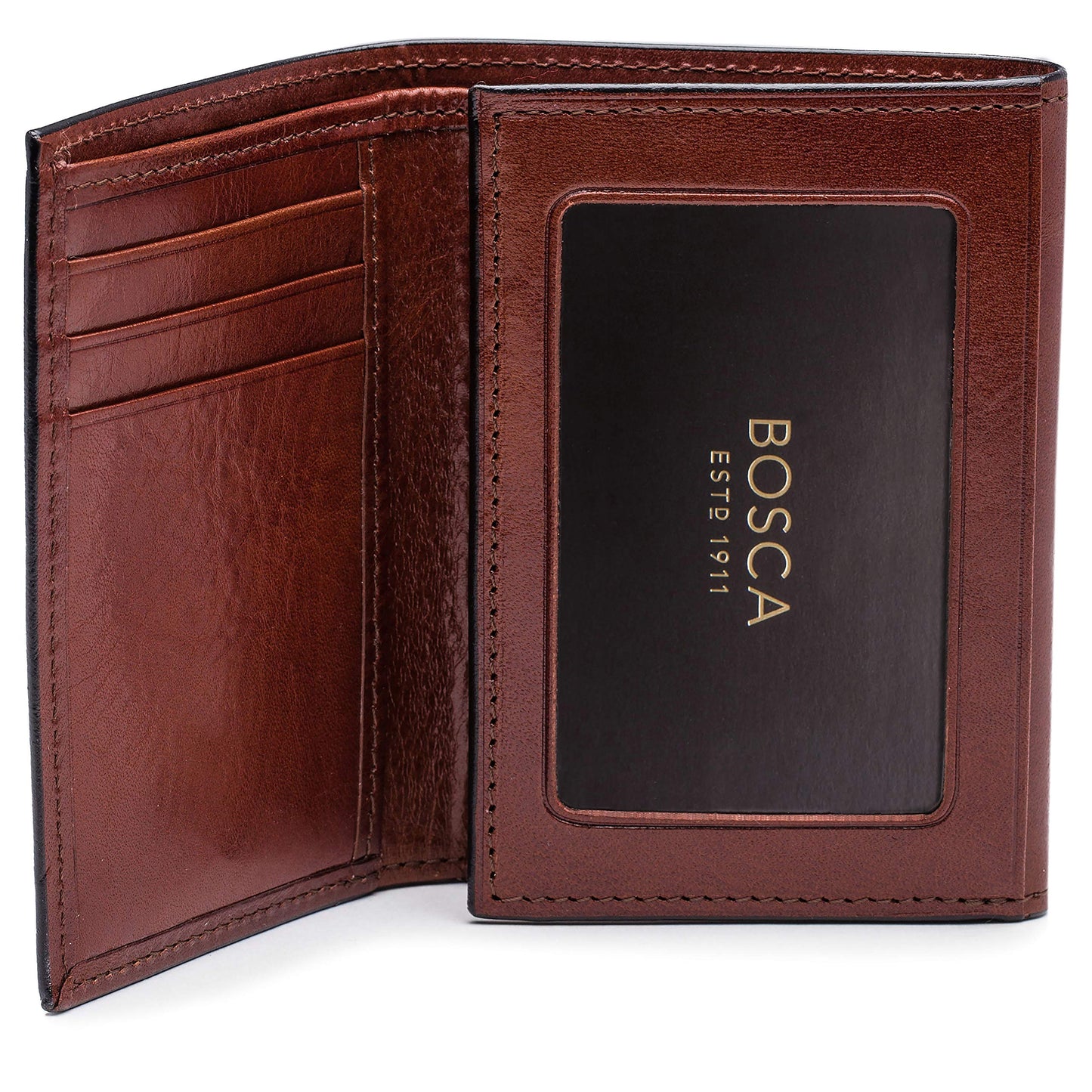 Bosca | Men’s Double I.D. Trifold Wallet w/RFID Blocking in Italian Old Leather