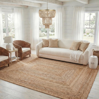 SAFAVIEH Area Rug 6x9 - Cape Cod Collection - Natural Brown, Handmade Braided Flat Weave Jute (CAP252A)