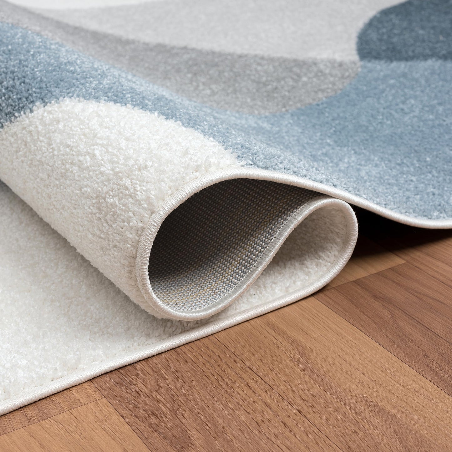 Abani Deco Collection Area Rug - Cream/Blue Mid-Century Design - 4' x 6' - Easy to Clean - Durable for Kids and Pets - Non-Shedding - Medium Pile - Soft Feel - for Living Room, Bedroom & Office
