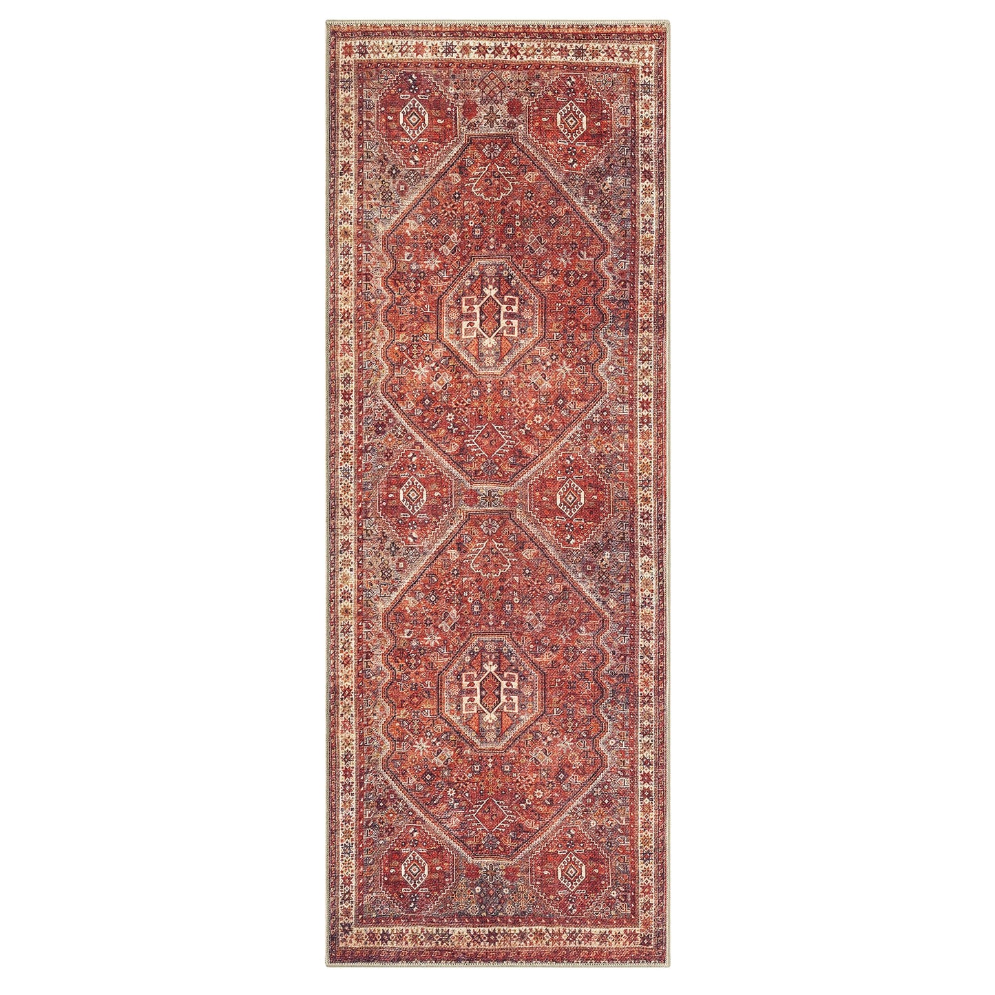 Keen Home Design 30"x144" Rug - Machine Washable Runner Rug with Non-Slip Backing, Ideal for Hallway, Entryway, Kitchen, Laundry Room - Vintage, Easy Clean, Durable, Low Pile - (2'6" x 12')