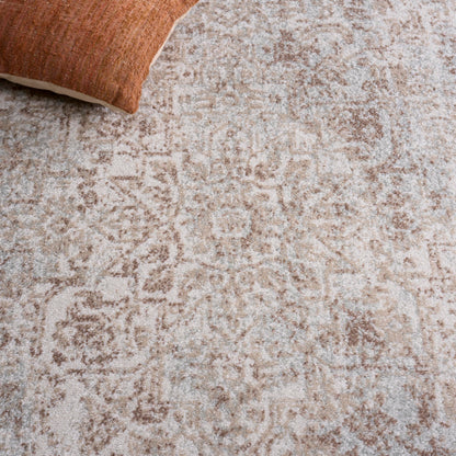 SAFAVIEH Area Rug 8x10 - Evoke Collection - Large - Ivory & Taupe, Distressed Design, Non-Shedding & Easy Cleaning, Ideal for Living Room, Bedroom, Dining Space (EVK256E)