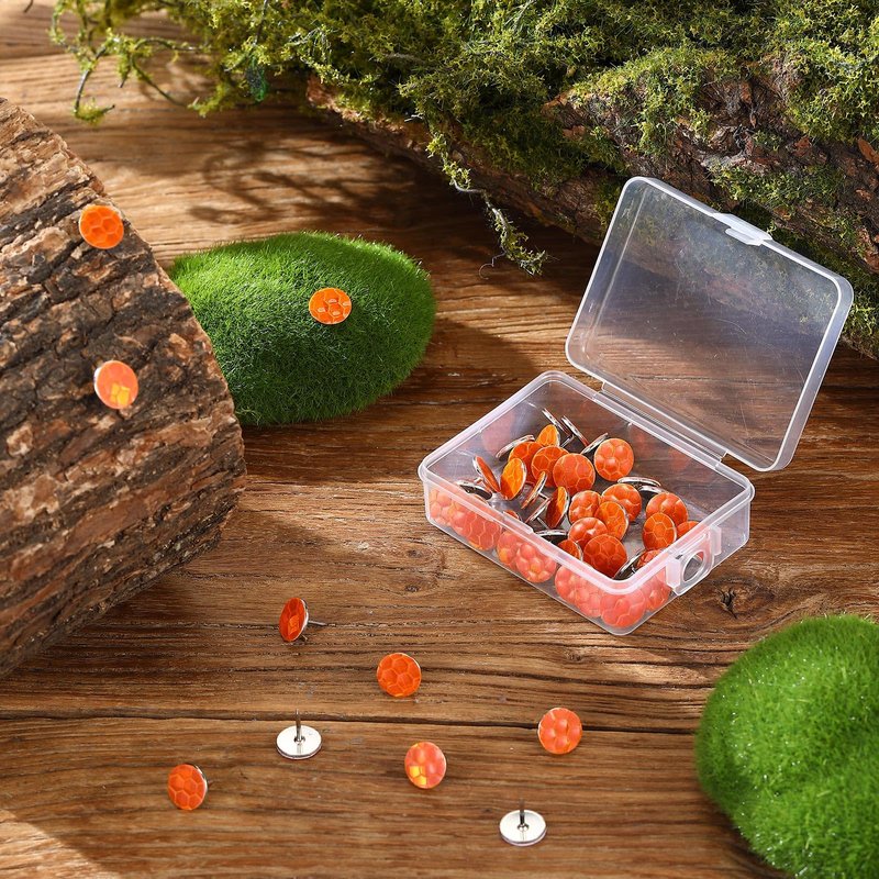 Fullhawl 50 Reflective Tacks Trail Marking Tacks Glow Reflective Mark Trail Markers Thumb Nails for Hunting Hiking Camping Tree Stand (Orange)