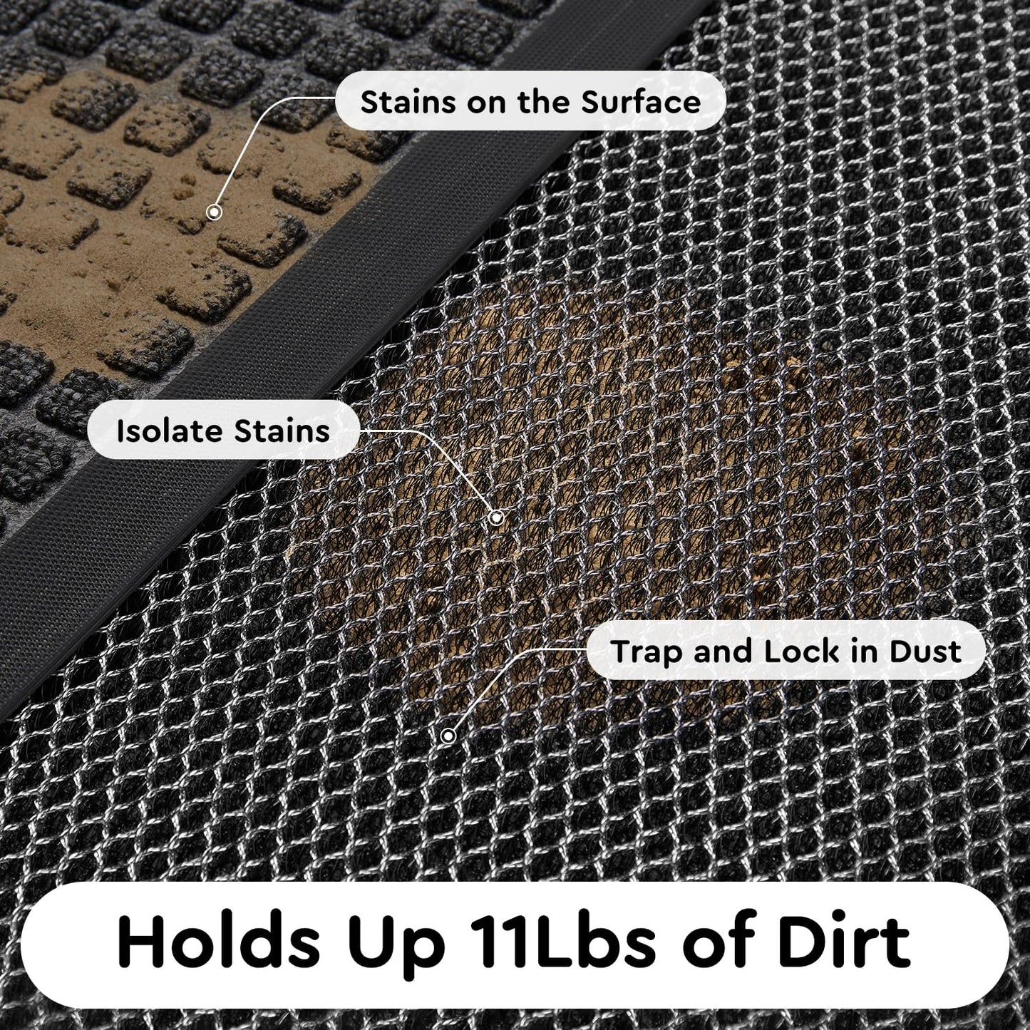 tchdio Front Door Mat Outside Entrance, Dirt Trapper Doormat-Entrance Welcome Matt Durable, Heavy Duty Entry Mat Non Slip Rubber Mats for Outside Stain Resist Door Mats for Entryway, 24"x47" Grey