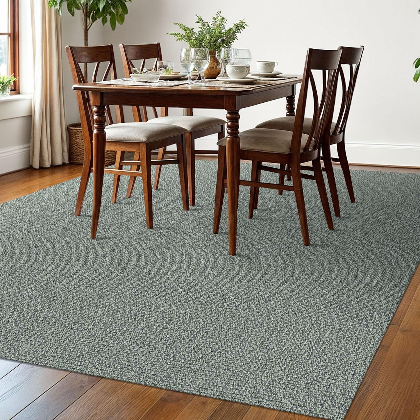 EARTHALL Washable Area Rugs 6x9 Ft Non Slip Living Room Rugs Cotton Rubber Backed Dining Room Rug Braided Bedroom Rugs Indoor Outdoor Floor Carpet for Living Room, Bedroom, Dining Room, Green/Grey