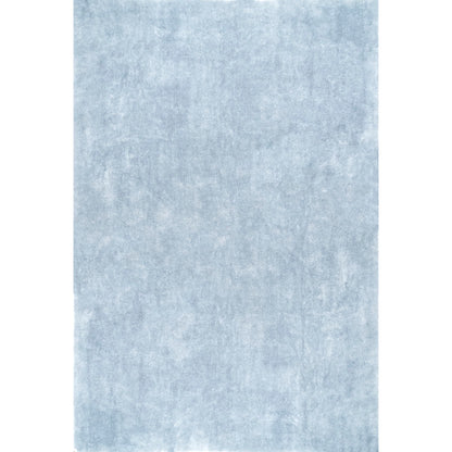 nuLOOM 4' Square Cozy Plush SuperiorWash Area Rug, Machine Washable, Non-Slip, Soft Fluffy Shag Carpet for Living Room Bedroom Kids Room Nursery Home Decor, Loni Light Blue