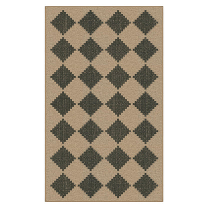 Bavni Checkered Easy Jute Rug,3x5 Area Rug Machine Washable Non Slip Woven Plaid Carpet, Geometric Diamond Non Shedding Low Pile Modern Farmhouse Floor Mat for Living Room, Bedroom, Entryway