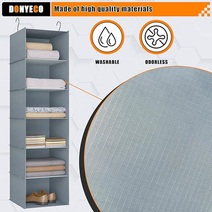 Hanging Closet Organizer and Storage 6-Shelf, Easy Mount Foldable Hanging