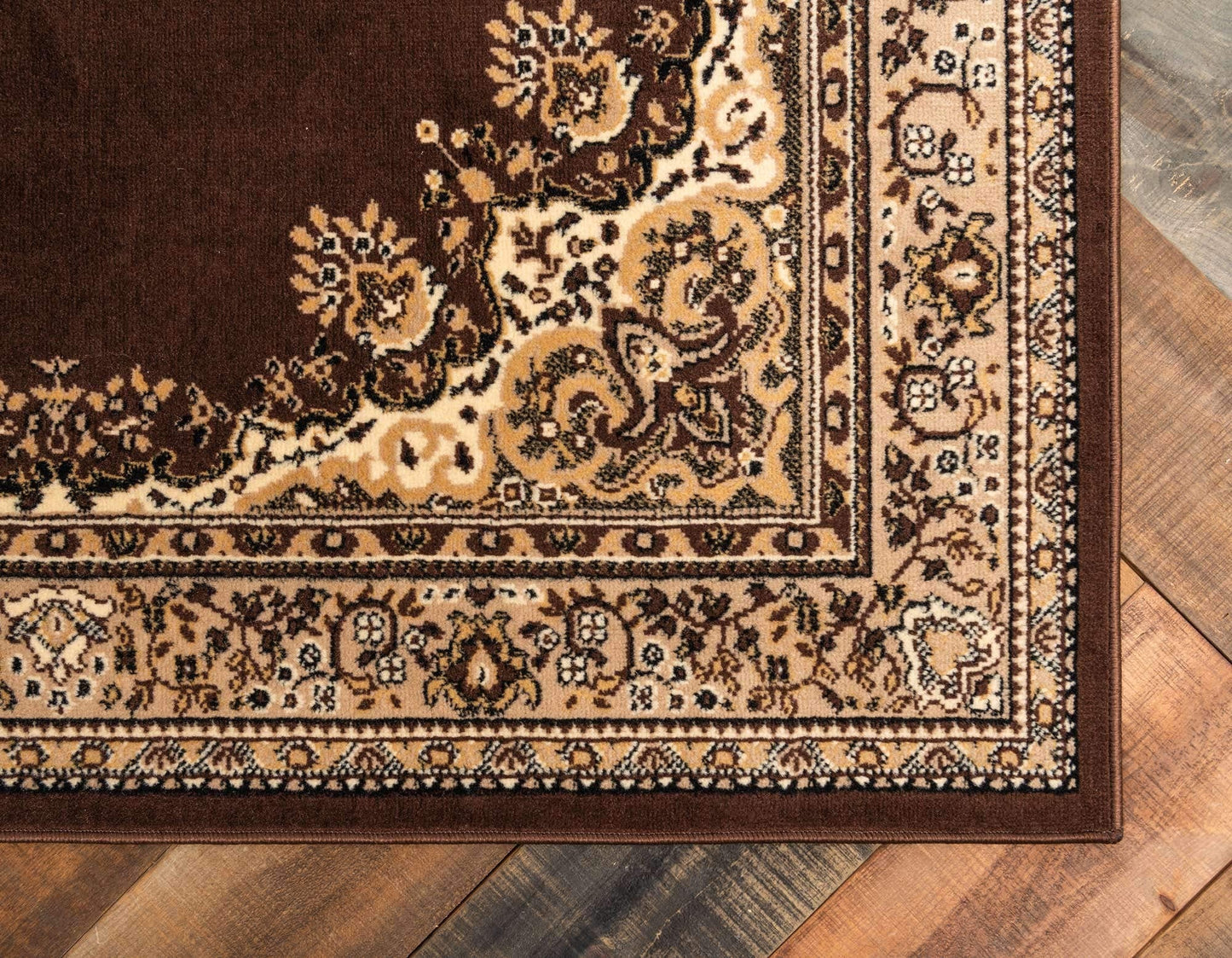 Unique Loom Reza Collection Traditional Persian Style Area Rug, 9 x 12 ft, Brown/Ivory