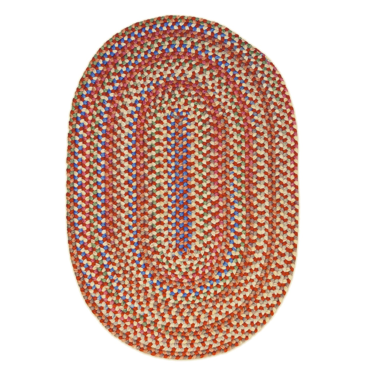 Super Area Rugs Roxbury American Made Braided Rug for Indoor Outdoor Spaces, Red/Natural Multi, 2' X 3' Oval