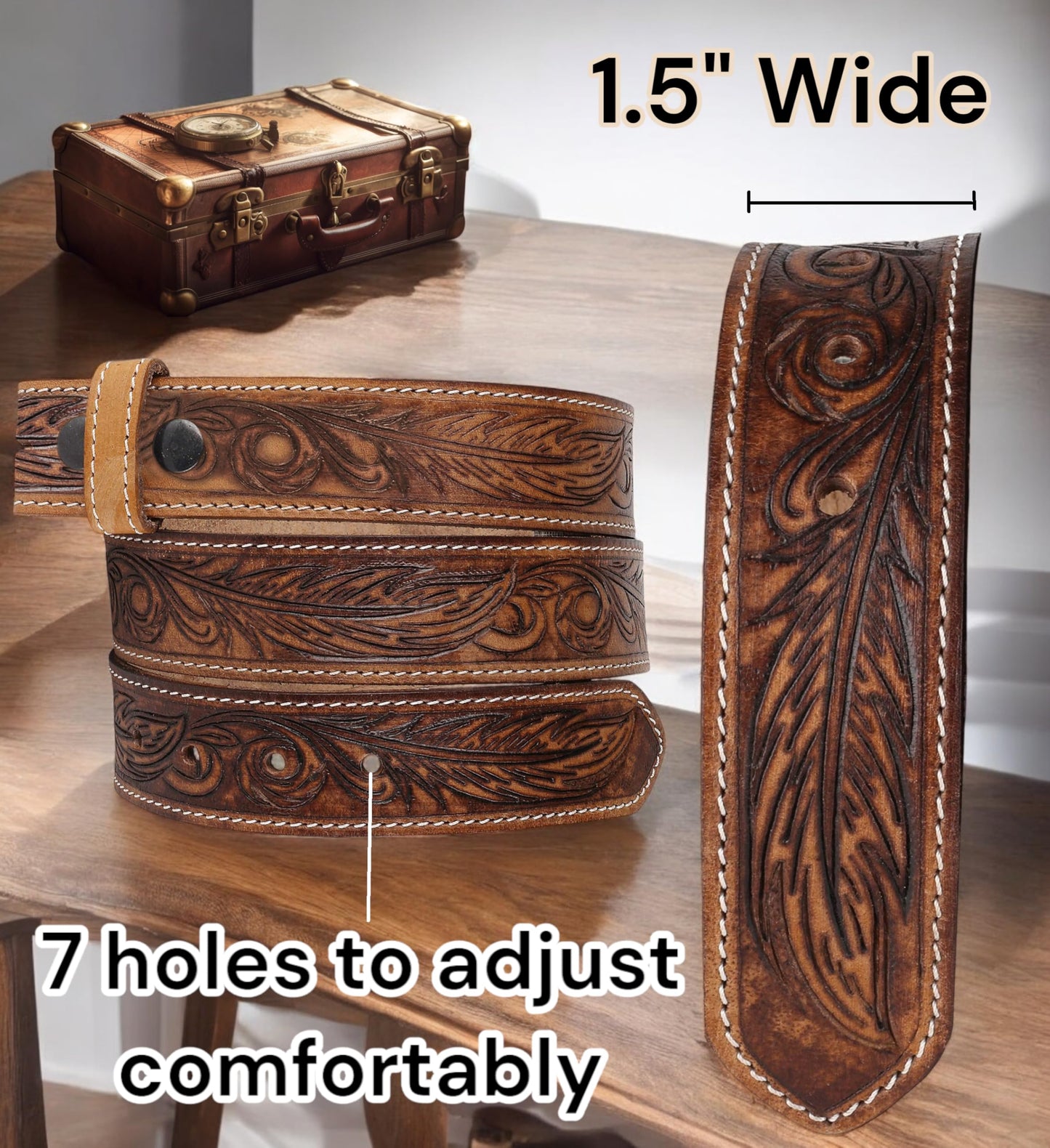 F&L CLASSIC Western Belt without buckle for men – Full Grain Leather Cowboy Belts for jeans - One Piece Leather strap belt, USA,2022-06, size 32