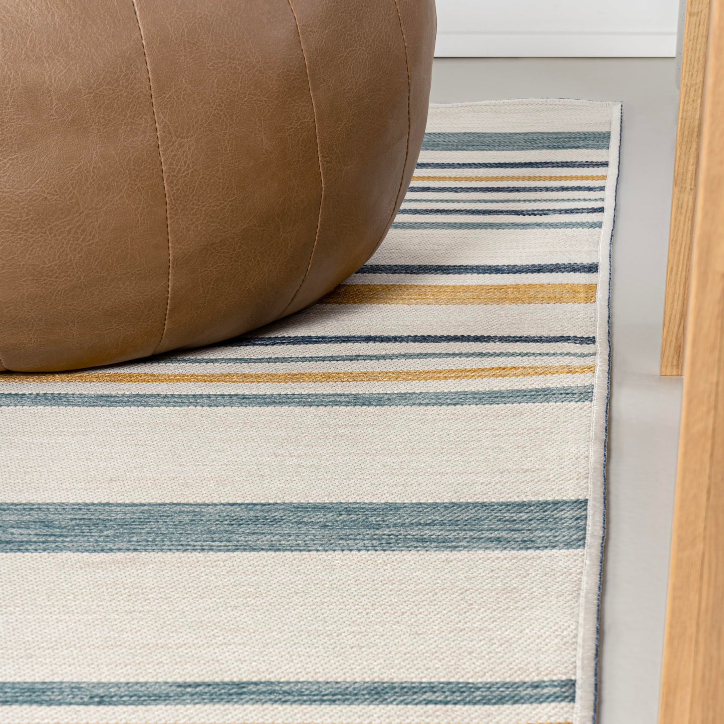 JONATHAN Y Ticking Stripe Reversible Washable Indoor Outdoor Runner Rug 2X8 Cream/Navy, Janus Classic Coastal for Backyard, Patio, Porch, Easy-Cleaning, Pet-Friendly, Non-Shedding (SVH104A-28)