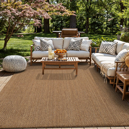 Rugshop Diamond Grid Indoor Outdoor Flat Woven Area Rug,Natural Jute-Style,Easy-Care Patio Rug for Backyard Porch Deck Balcony, 9' x 12' Sand/Natural