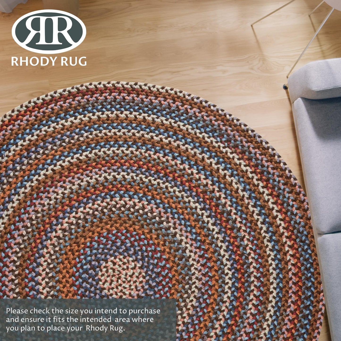 Rhody Rug Astoria AS32 Walnut 6' x 6' Round - Durable Braided Area Rug, Home Decor, Floor Mat or Bedroom Rug - Easy Care, Ideal for High Traffic Areas - Made in USA