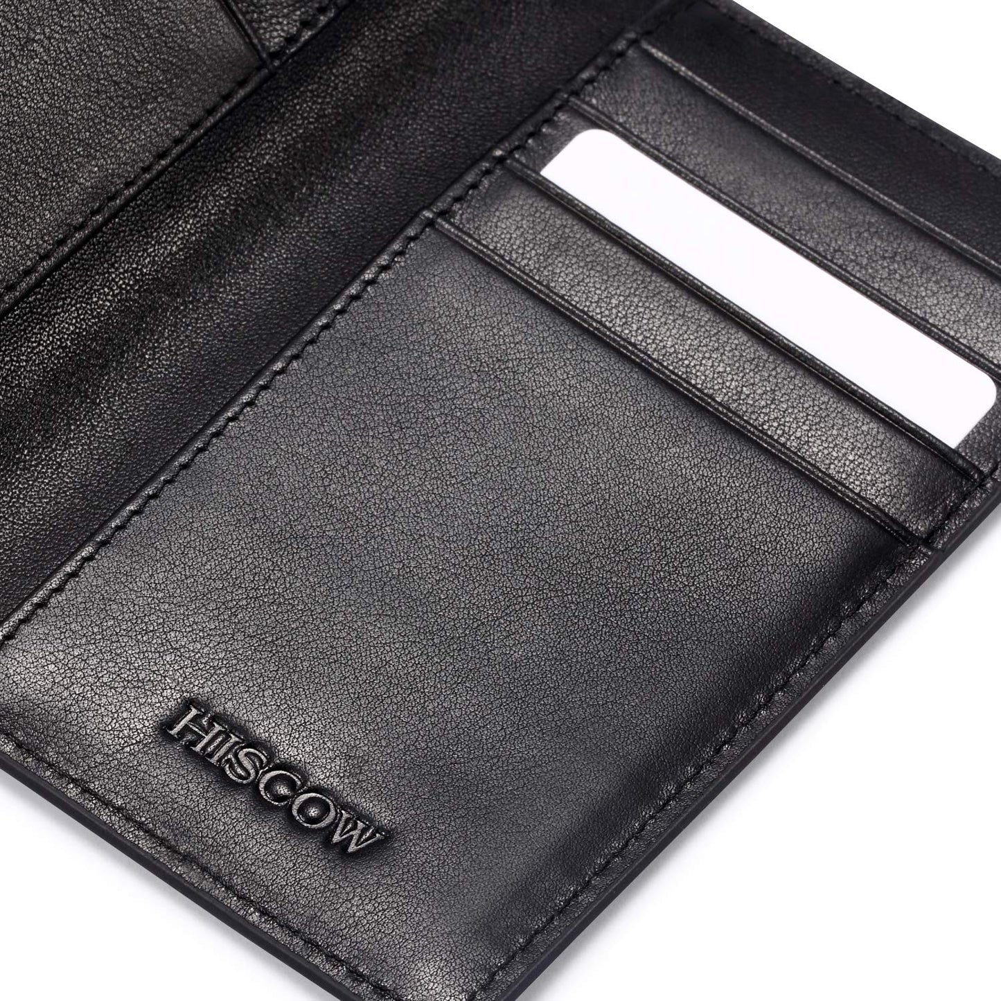 HISCOW Slim Leather Credit Card Holder for Men & Women 8cc, Italian Calfskin (Black)