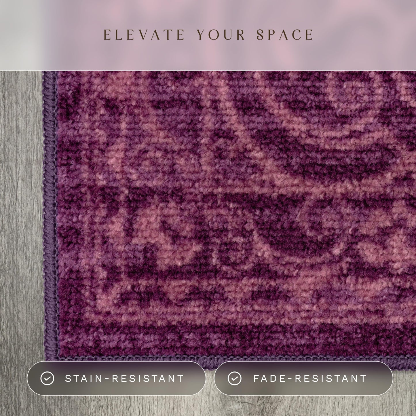 Maples Rugs Pelham Vintage Medallion Runner Rug - Made in USA - Washable, Non-Slip, Low Profile Indoor Rug for Hallway, Kitchen, and Laundry Room, 2' x 6', Wineberry