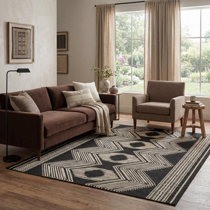 Nuloom Ranya Black/Ivory, 8' x 10', Tribal Geometric, Soft and Cozy, High Traffic, Stain Resistant, Easy Clean, Durable Area Rug for Indoor/Outdoor Patio, Deck, Porch, Garden, Courtyard