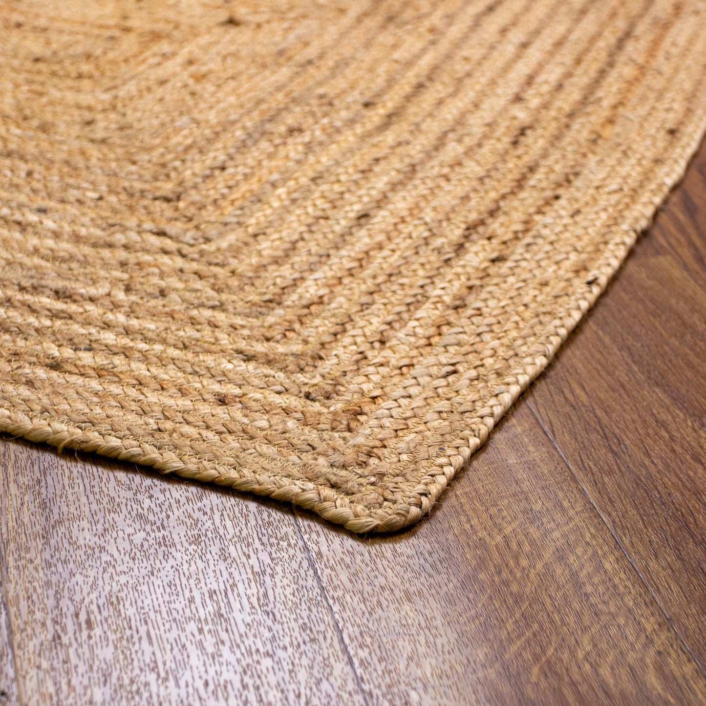Super Area Rugs Jute Rug - Reversible Natural Fiber Hearth Carpet- Eco Friendly Floor Covering for Kitchen - Doorway Hand Woven, Natural, Half Circle 16" x 33"