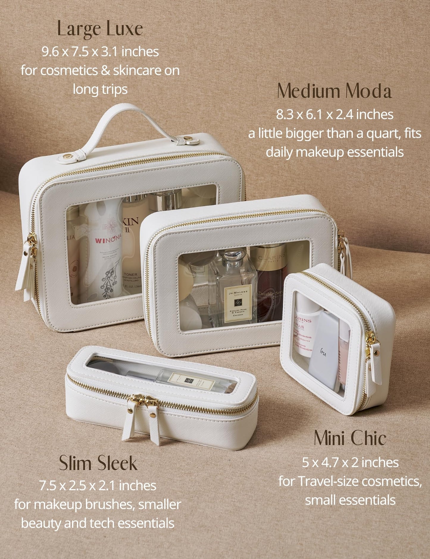 Small Cosmetic Bag for Purse Mini Makeup Bag for School Cute Clear Make Up Pouch for Travel Tiny Leather White Make Up Organizer Case for Backpack Toiletry Bag Waterproof Square Pouch with Zipper