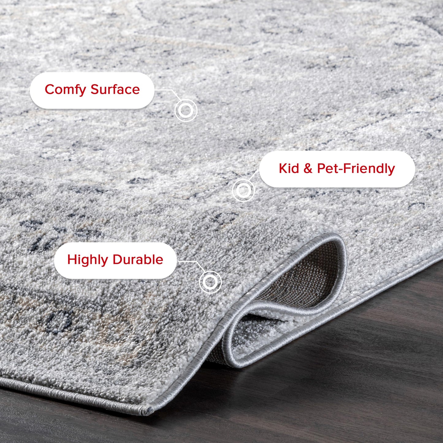 Nuloom Gena Light Grey/Ivory, 13' x 15', Distressed Medallion, Soft and Cozy, High Traffic, Stain Resistant, Easy Clean, Durable Area Rug for Bedroom, Living Room, Dining Space, Den, Foyer, Entryway