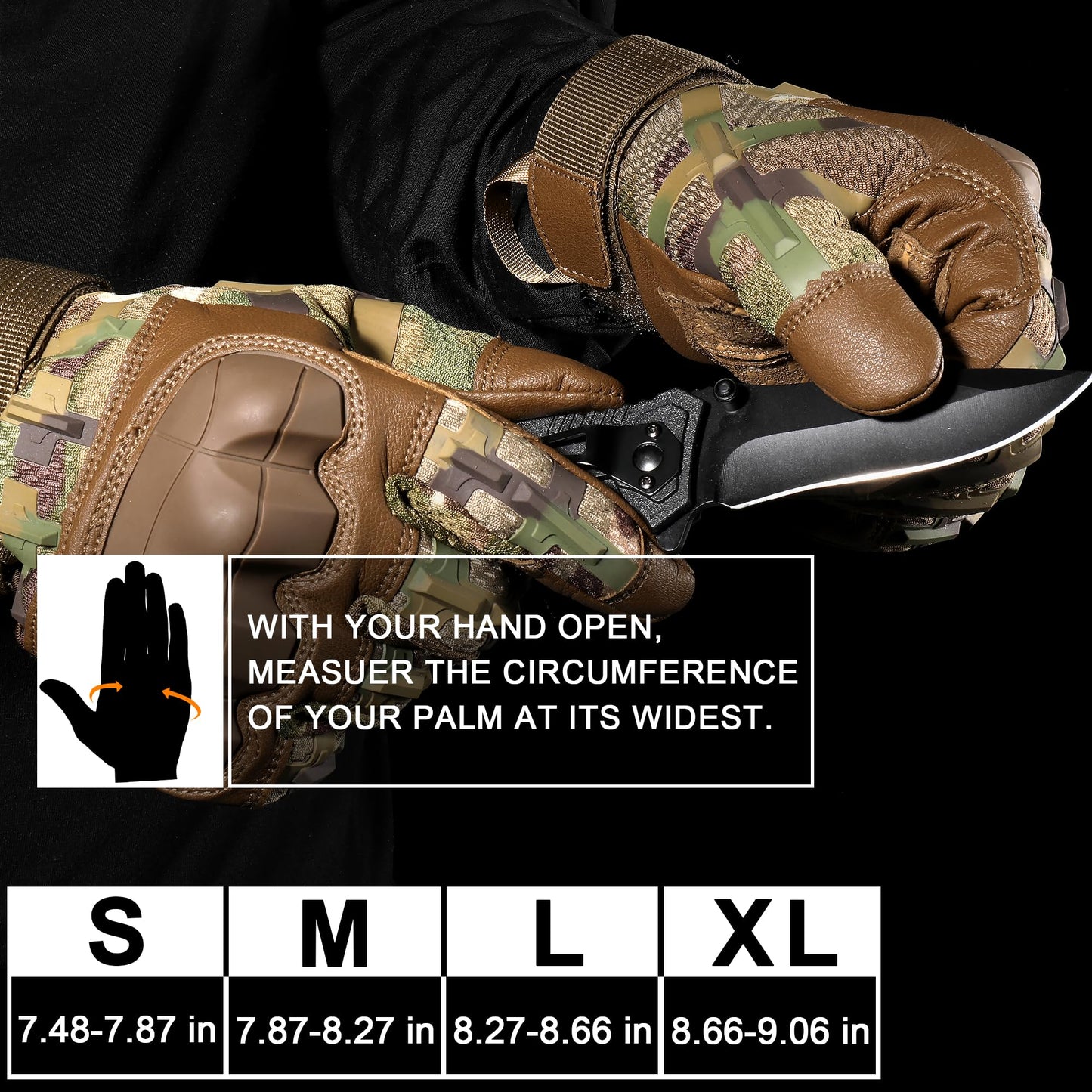 WTACTFUL Touch Screen Motorcycle Tactical Gloves for Men Airsoft Paintball Gear MTB Bike Cycling Cross-Country Motorbike ATV Hunting Hiking Riding Driving Work Outdoor Full Finger Gloves M Camo