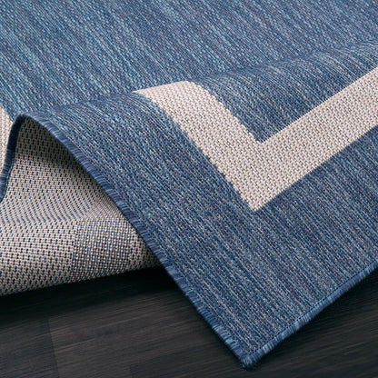 Luul Home Bordered Outdoor Rug 6x9 Washable Outside Carpet for Indoor Patio Porch Waterproof Easy Cleaning Non Shedding Area Rugs Blue 6 x 9