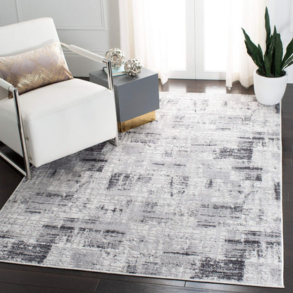 SAFAVIEH Amelia Collection Accent Rug - 4' x 6', Grey & Charcoal, Modern Abstract Distressed Design, Non-Shedding & Easy Care, Ideal for High Traffic Areas in Entryway, Living Room, Bedroom (ALA786F)