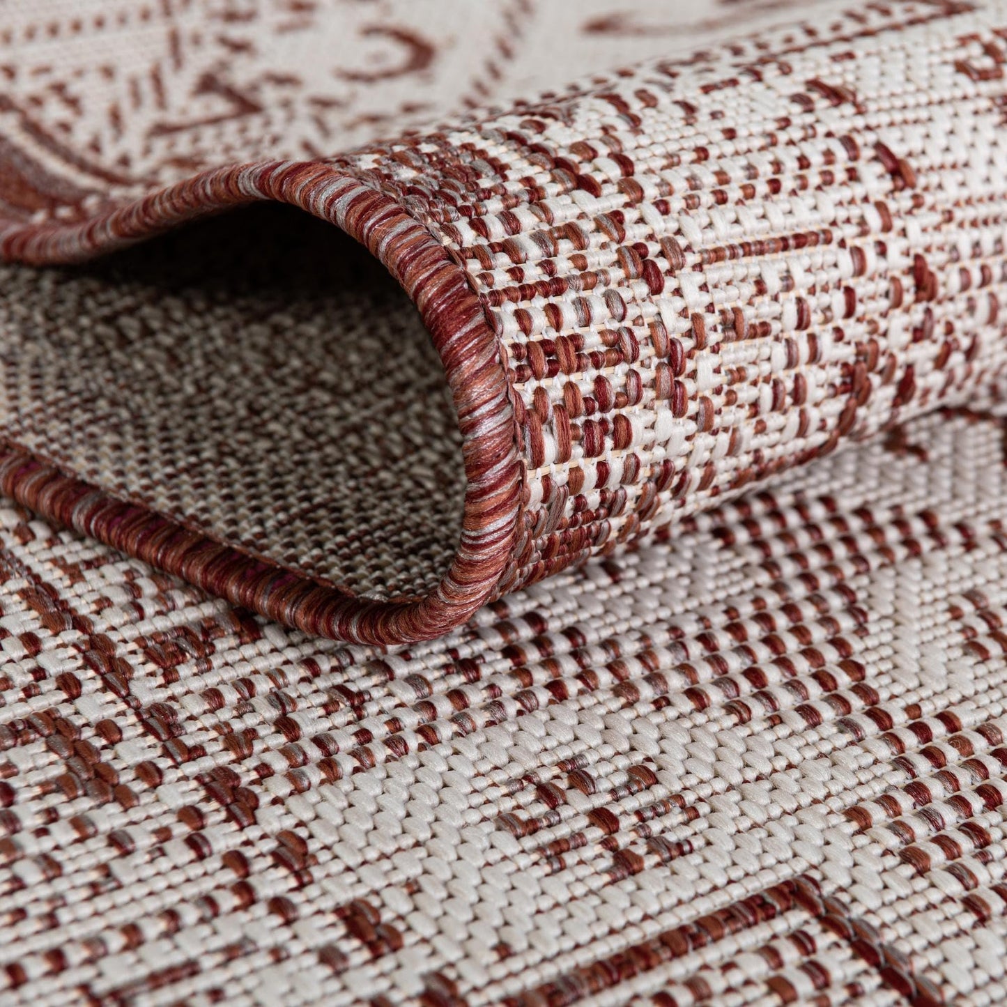 Rugs.com - Outdoor Aztec Rug – 3' 1 x 5' 3 Rust Red Washable Indoor Outdoor Rug – Flatweave Area Rug for Patio, Deck, Porch, and Entryway