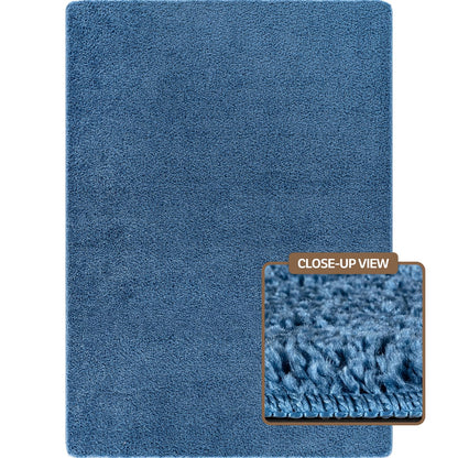 Area Rug 4x6 Blue Washable Indoor Rug Solid Non Slip Easy to Clean Non Shedding Indoor for Living Room Bedroom Kitchen Dining Room or Hallway (4 X 6 Blue)