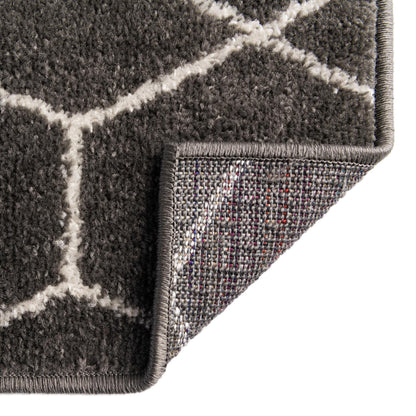 Rugs.com - Lattice Frieze Rug – 6 Ft Square Dark Gray Easy-Clean Rug – Modern Trellis for Living Rooms, Bedrooms, and Offices