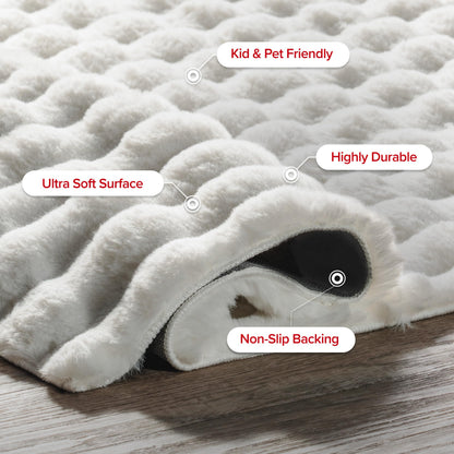 nuLOOM 3'9" x 6' Cozy Plush SuperiorWash Area Rug, Machine Washable, Non-Slip, Soft Fluffy Shag Carpet for Living Room Bedroom Kids Room Nursery Home Decor, Jeni White