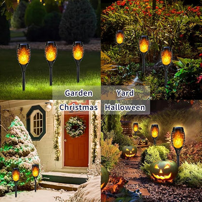 Swingers Solar Lights Outdoor,Solar Torch Lights with Flickering Flame,Waterproof Outdoor Garden Lights for Outside Patio Pathway Yard Decorations(8, Yellow)